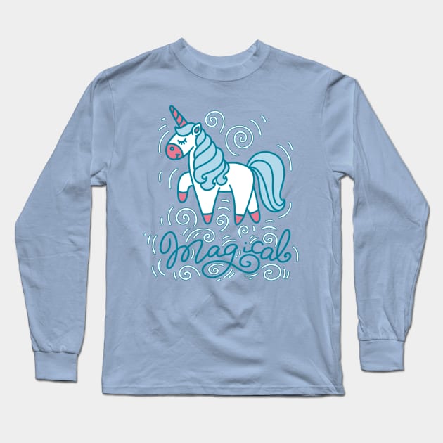 Magical Unicorn Long Sleeve T-Shirt by Mashmuh